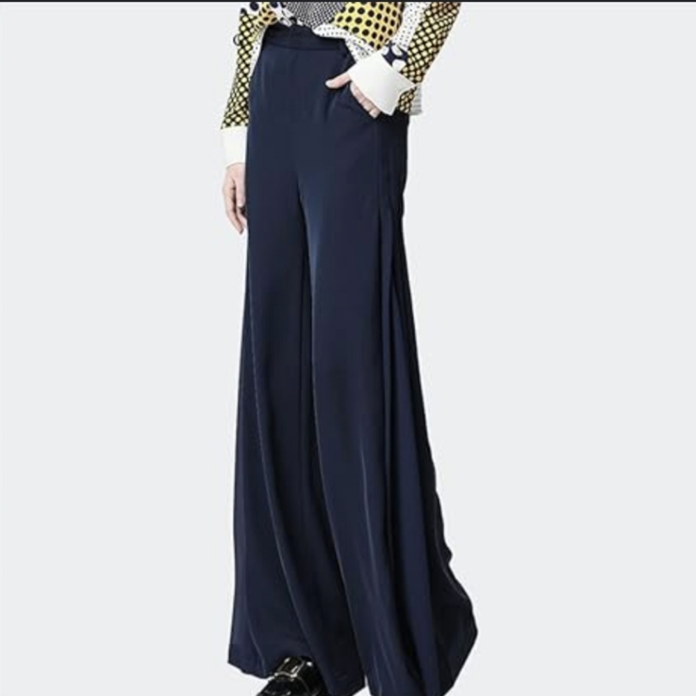 Anthropologie Satin Silky Flowy Wide Leg Pants High Waisted